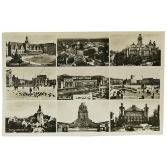Postkarte mit Ansichten von Leipzig, verschickt von der Leipziger Messe 1936. Espenlaub militaria